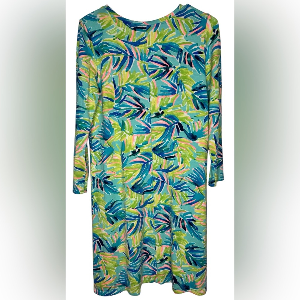 Lilly Pulitzer Palm Blue Green Devon Dress Serenity Now Womens Small - Picture 7 of 9